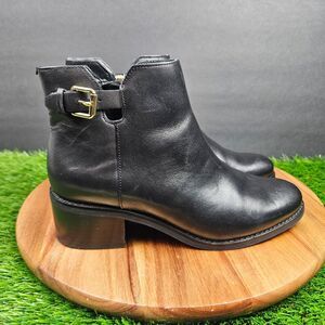 Cole Haan Women's Haidyn Bootie Ankle Boot Side Zip Black Leather Size 6 B